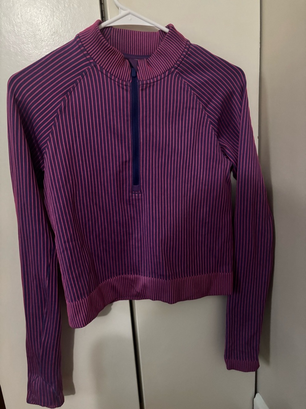 lululemon athletica Purple and Pink Striped Zip Top